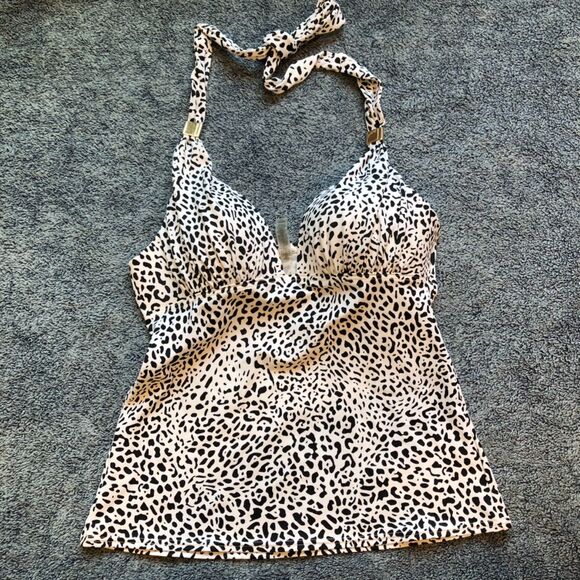 Victorias Secret Tankini Swim Bathing Suit Top Size Small Leopard Print Gold - Picture 1 of 7